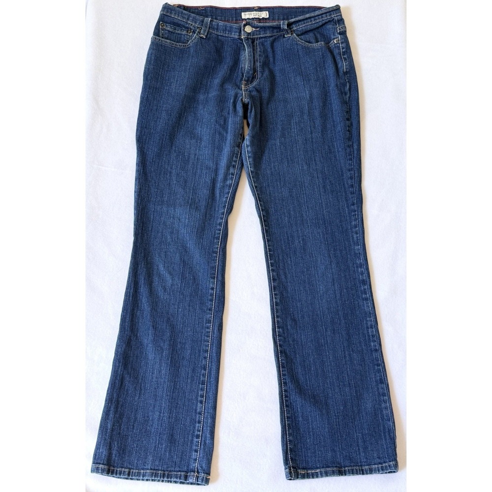 Levis 550 Relaxed Boot Cut Jeans Womens 12 Long Blue Denim Stretch Dark Wash